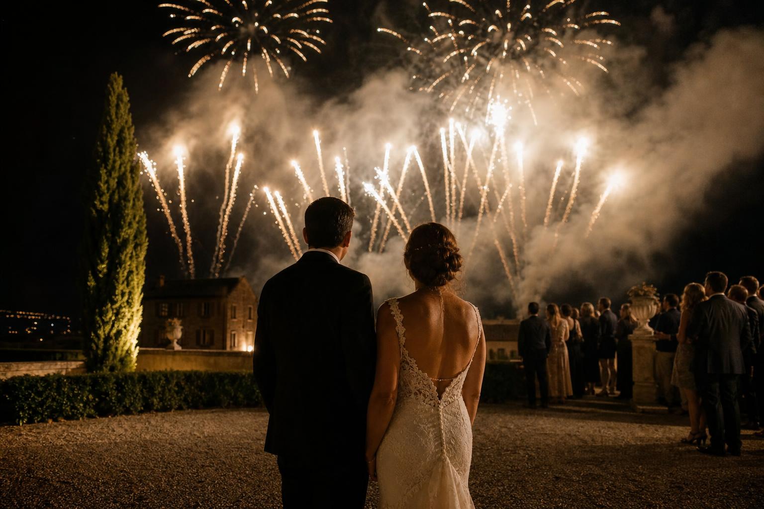 Hochzeitsfeuerwerk im Garten